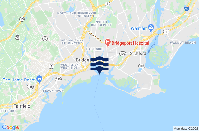Mappa delle maree di Bridgeport Harbor Tongue Point, United States