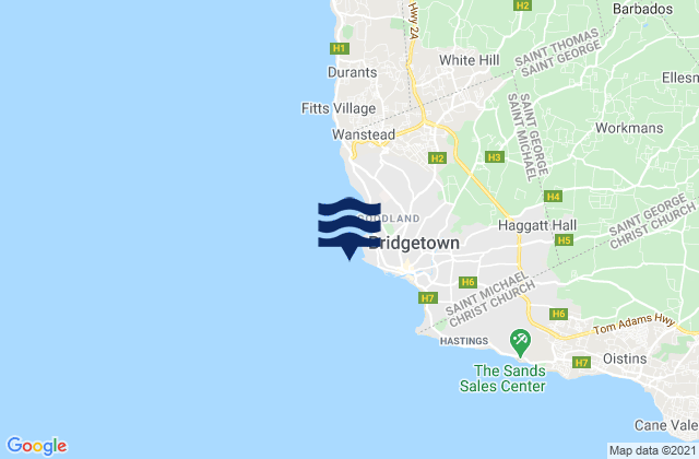 Mappa delle maree di Bridgetown (Barbados), Martinique