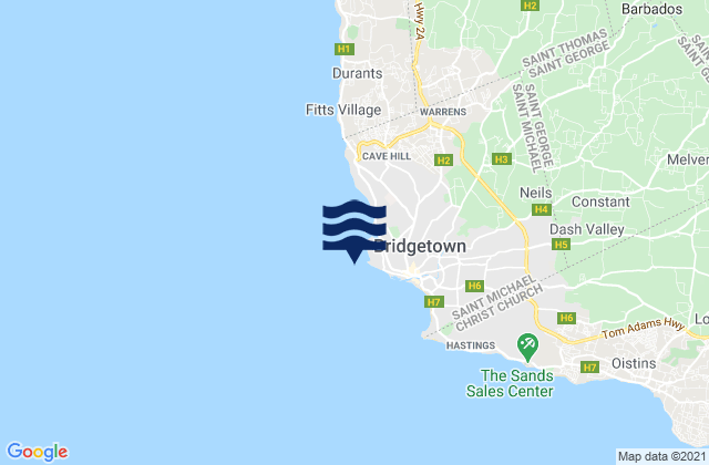 Mappa delle maree di Bridgetown Harbour, Martinique