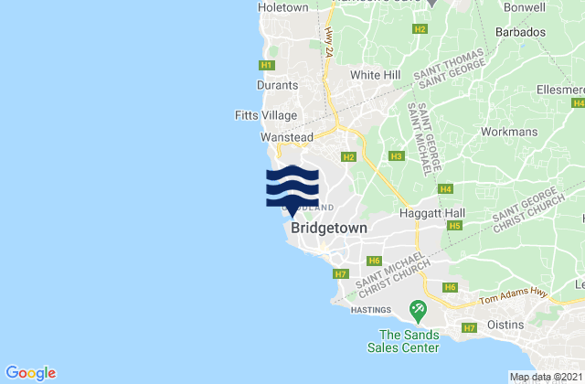 Mappa delle maree di Bridgetown, Barbados