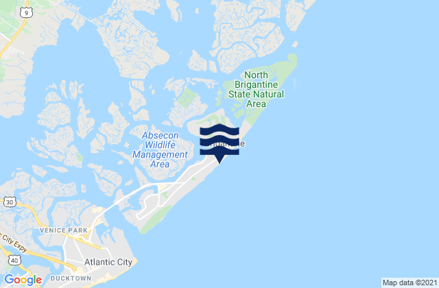 Mappa delle maree di Brigantine Beach, United States