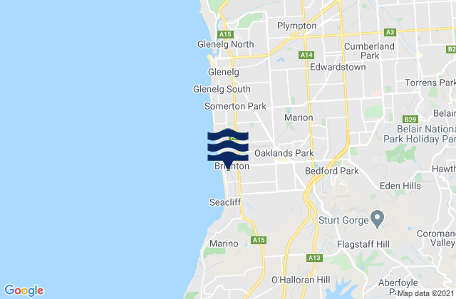 Mappa delle maree di Brighton, Australia