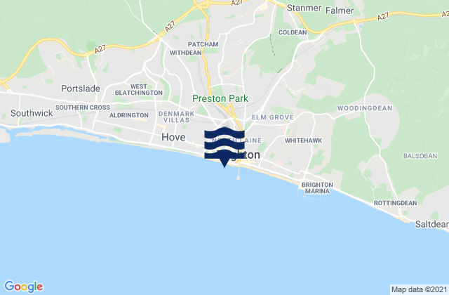 Mappa delle maree di Brighton Beach, United Kingdom