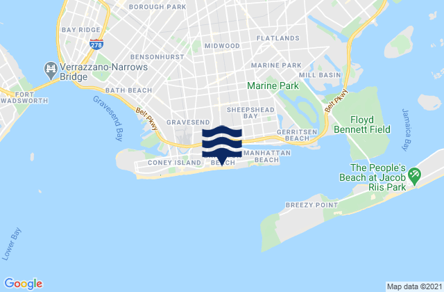 Mappa delle maree di Brighton Beach Brooklyn, United States