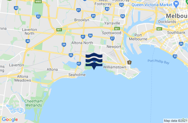 Mappa delle maree di Brimbank, Australia