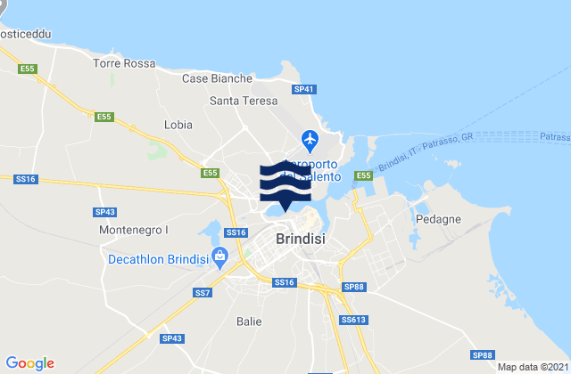Mappa delle maree di Brindisi, Italy