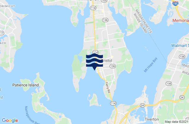 Mappa delle maree di Bristol Bristol Harbor, United States