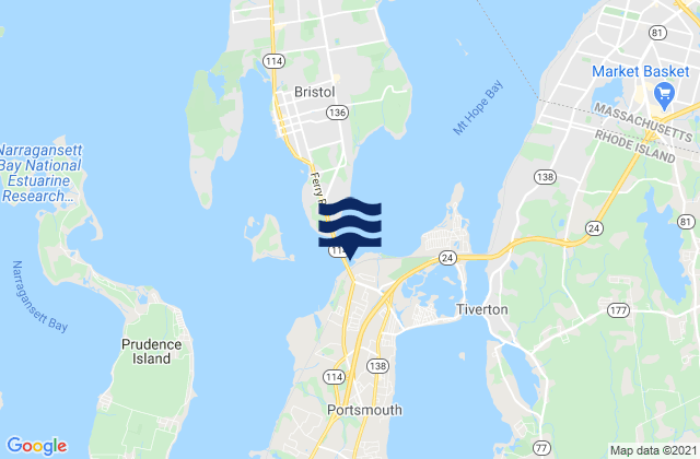 Mappa delle maree di Bristol Ferry, United States