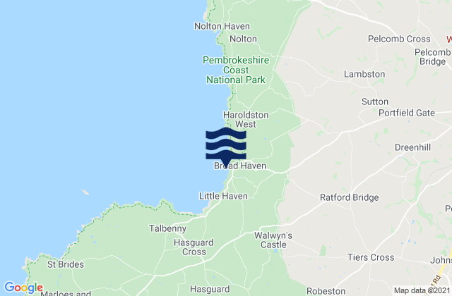 Mappa delle maree di Broad Haven Beach, United Kingdom