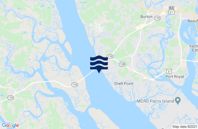 Mappa delle maree di Broad River Bridge S of Broad River, United States