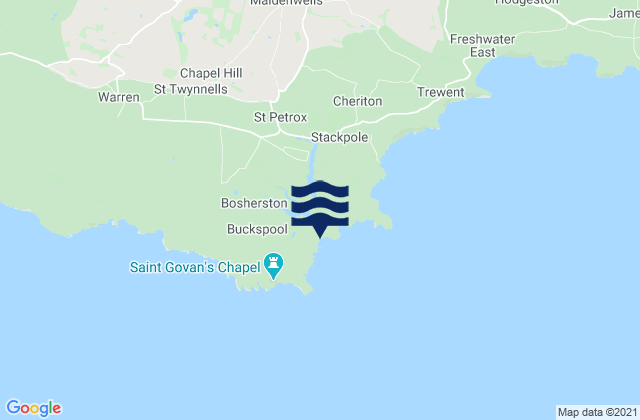 Mappa delle maree di Broadhaven Beach, United Kingdom