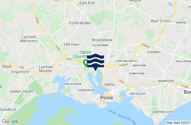 Mappa delle maree di Broadstone, United Kingdom