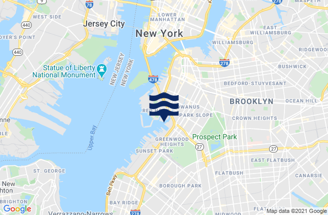 Mappa delle maree di Brooklyn, United States