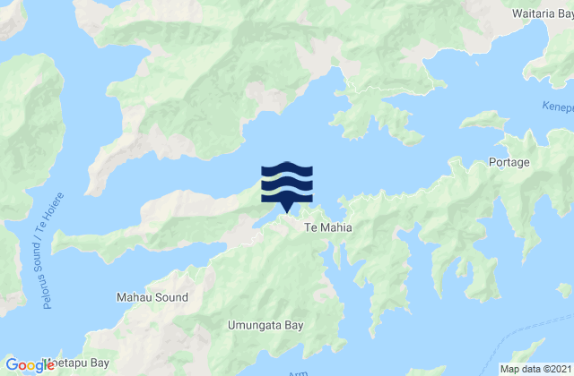 Mappa delle maree di Broughton Bay, New Zealand