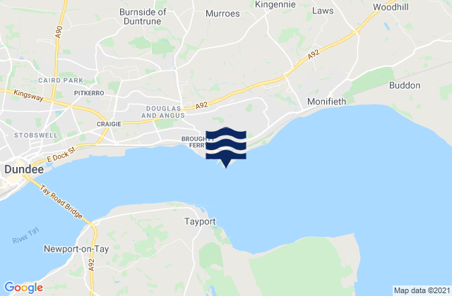 Mappa delle maree di Broughty Ferry Beach, United Kingdom