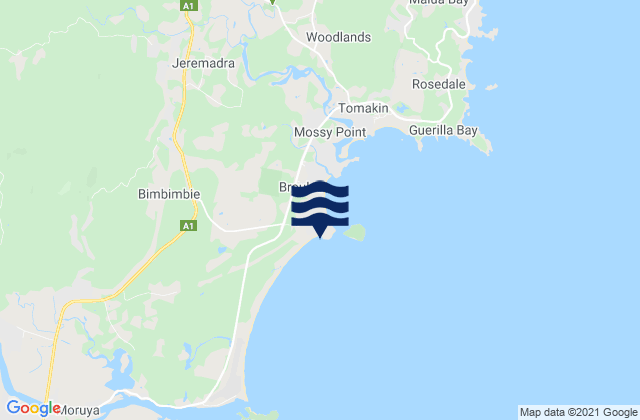Mappa delle maree di Broulee, Australia