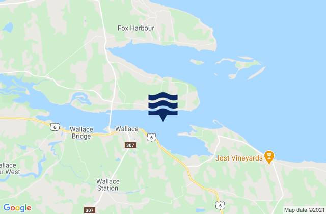 Mappa delle maree di Brown Bay, Canada