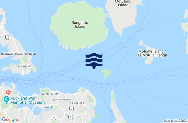 Mappa delle maree di Browns Island (Motukorea), New Zealand