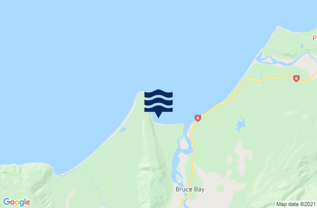 Mappa delle maree di Bruce Bay, New Zealand