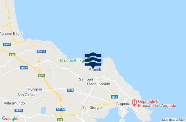 Mappa delle maree di Brucoli, Italy