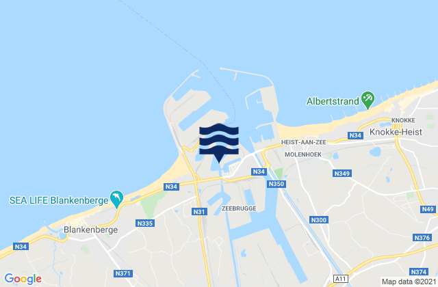 Mappa delle maree di Brugge, Belgium