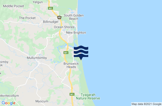 Mappa delle maree di Brunswick Heads North, Australia