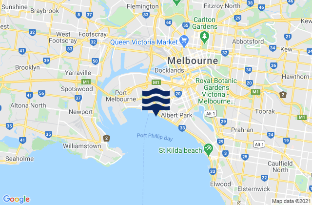 Mappa delle maree di Brunswick, Australia