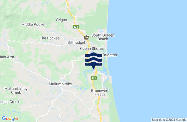 Mappa delle maree di Brunswick River-South, Australia