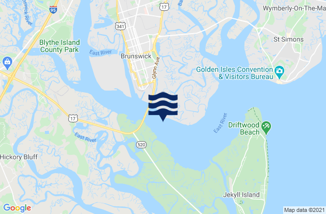 Mappa delle maree di Brunswick River off Quarantine Dock, United States