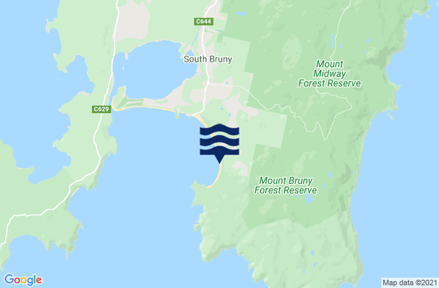 Mappa delle maree di Bruny Island - Cloudy Bay, Australia