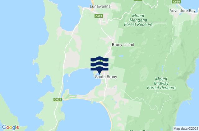 Mappa delle maree di Bruny Island - Coal Point, Australia
