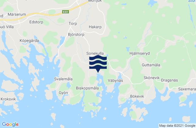 Mappa delle maree di Bräkne-Hoby, Sweden