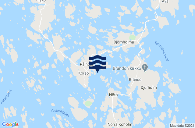 Mappa delle maree di Brändö, Aland Islands
