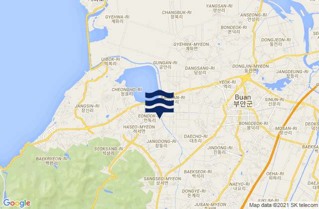 Mappa delle maree di Buan-gun, South Korea