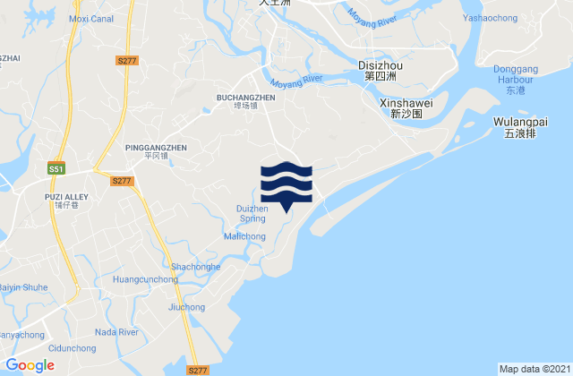 Mappa delle maree di Buchang, China