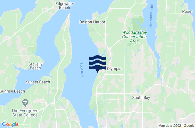 Mappa delle maree di Budd Inlet Olympia Shoal, United States