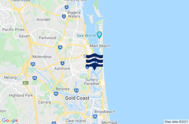 Mappa delle maree di Budds Beach, Australia