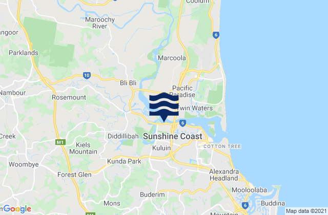 Mappa delle maree di Buderim, Australia