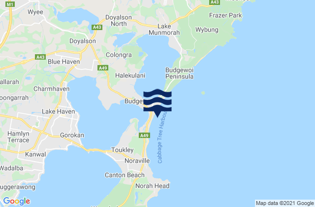 Mappa delle maree di Budgewoi, Australia