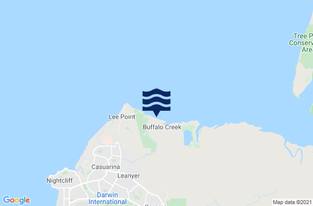 Mappa delle maree di Buffalo Creek Beach, Australia