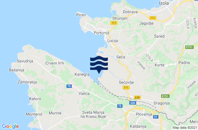 Mappa delle maree di Buje-Buie, Croatia