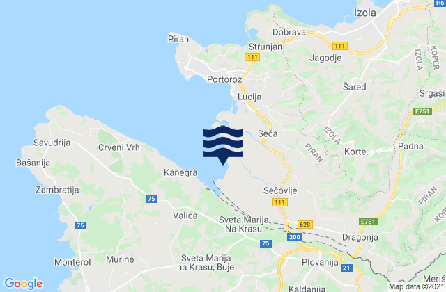 Mappa delle maree di Buje, Croatia