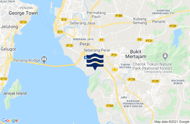 Mappa delle maree di Bukit Mertajam, Malaysia