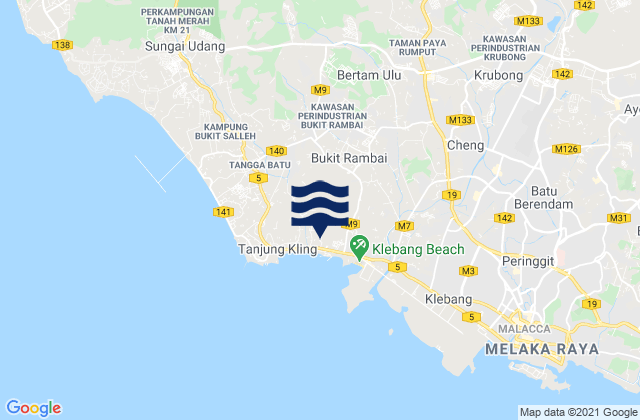 Mappa delle maree di Bukit Rambai, Malaysia