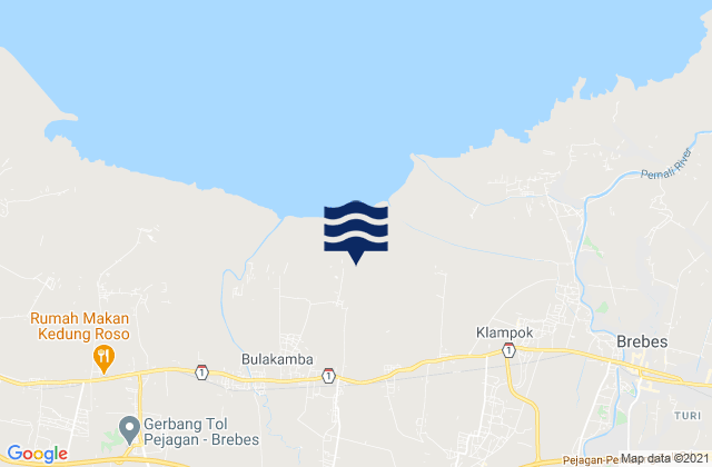 Mappa delle maree di Bulakamba, Indonesia