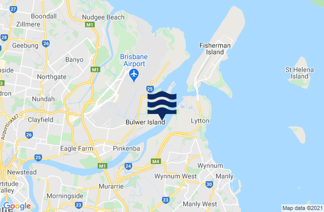 Mappa delle maree di Bulwer Island, Australia