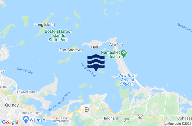 Mappa delle maree di Bumkin Island 0.1 n.mi. west of, United States