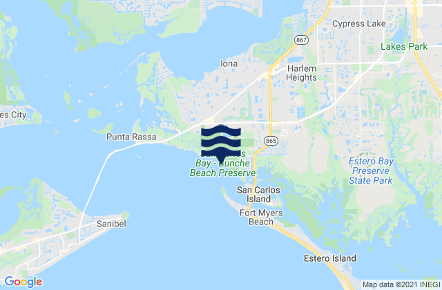 Mappa delle maree di Bunche Beach, United States