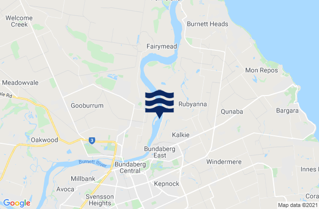 Mappa delle maree di Bundaberg, Australia