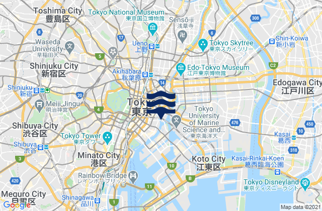 Mappa delle maree di Bunkyō-ku, Japan